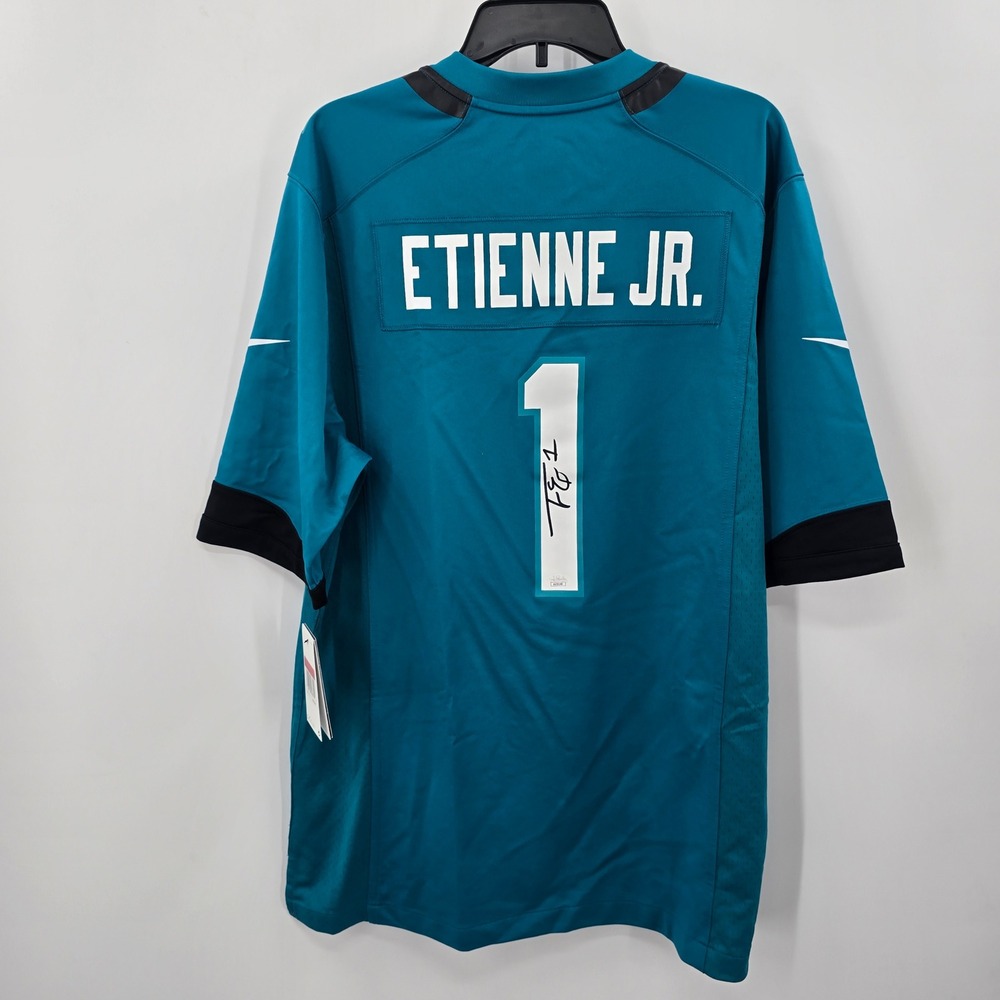 Travis Etienne Jr Signed Jacksonville Jaguars Nike‎ Jersey JSA COA Teal Mens L